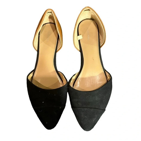Merona Two Toned Black and Tan D'orsay‎ Flats Size 9.5 - Picture 1 of 6